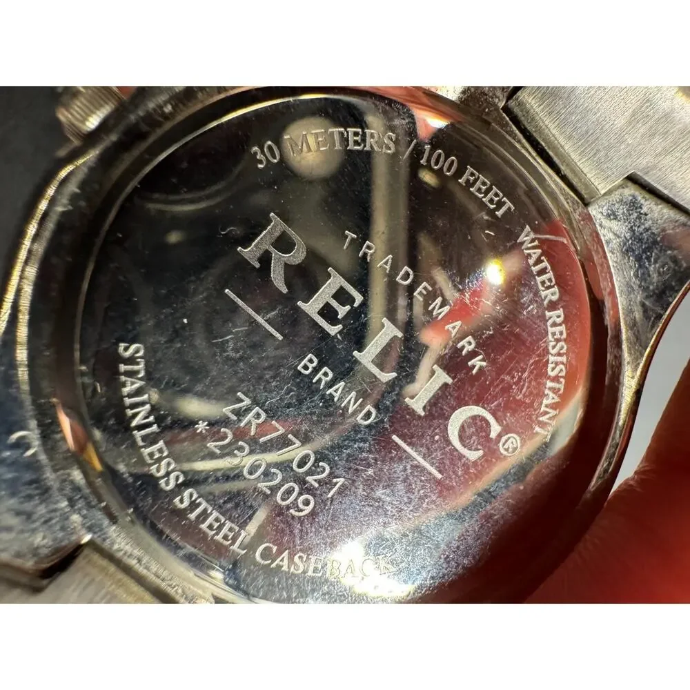 RELIC Folio ZR77021 Silver Tone Quartz Analog Men's Watch 30M Water Resistant